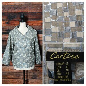 Cartise Vintage Jacket 12 Cropped Double Breasted Metallic Tile